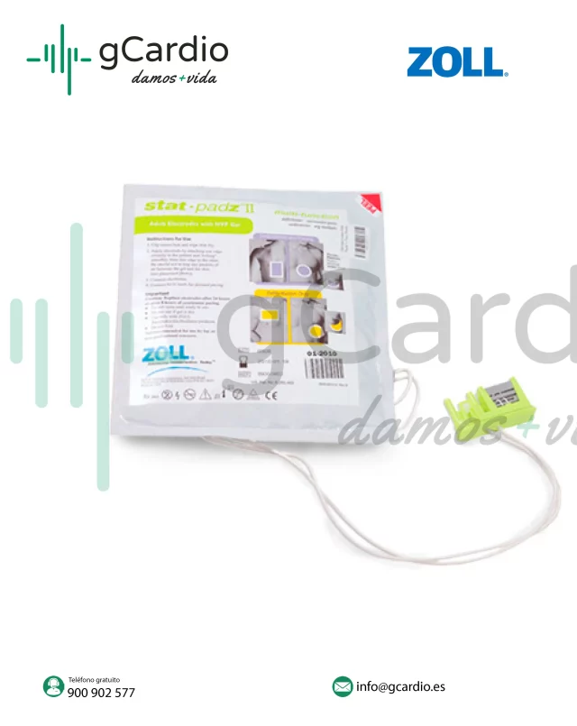 STAT PADZ II HVP MFE ZOLL AED ADULTO – PARCHE ELECTRODO PARA DEA DESA 50,00€ - 60,50€ IVA Incluido Electrodos Stat-Padz dispone del Stat II, dos piezas de electrodos separados para desfibrilador semiautomático AED Plus de Zoll. Distribuido por gCardio. STAT PADZ II HVP MFE ZOLL AED ADULTO - PARCHE ELECTRODO PARA DEA DESA cantidad 1